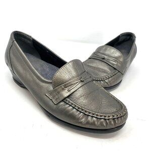 SAS Shoe Women 8.5 Easier Gray Leather Dress Loafer Tripad Comfort Moccasin Heel